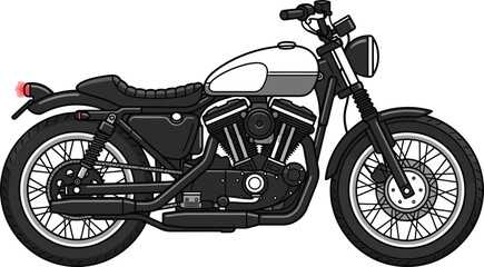 Vintage motorcycle illustration classic cruiser style on white background © MDOMOR