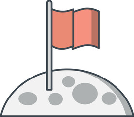 Space Exploration Moon Flag Icons Collection with Astronaut, Lunar Mission, and Planetary Discovery Symbols © Haseeb creative 