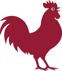 Minimalist flat of a maroon rooster silhouette chicken vector illustration EPS PNG file © T-Graphics IT