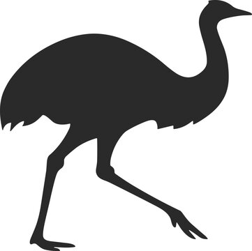 Minimalist black silhouette of an ostrich or rhea bird vector illustration EPS PNG file