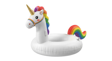 Inflatable unicorn pool float with rainbow mane and tail for summer fun © Sapphire
