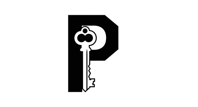 Black letter P logo with integrated white key symbol.