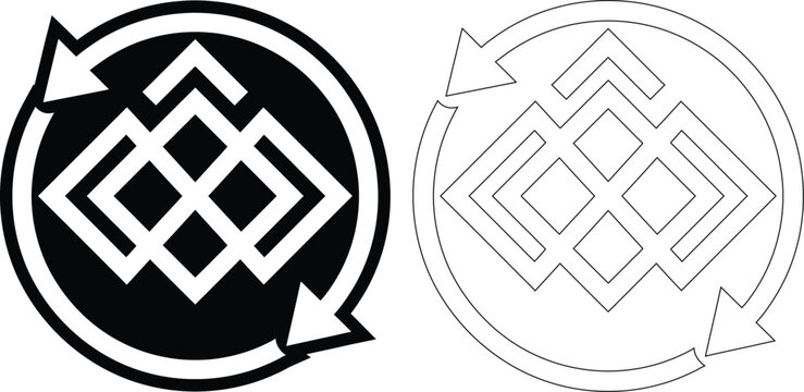 Abstract geometric circular frame icon with arrow cycle design abstract geometric minimalist rotation infinity illustration template