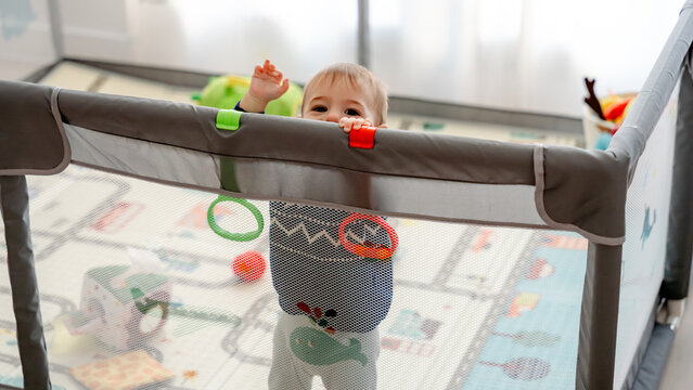 Baby enjoying playtime safely in playpen