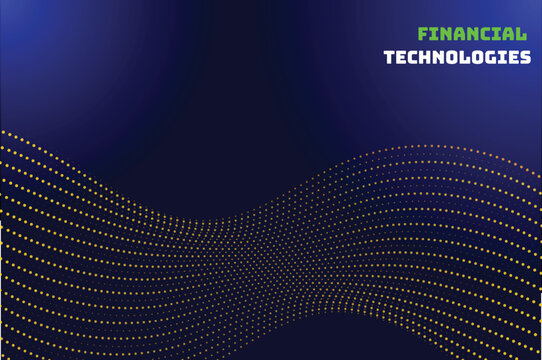 Financial Technologies Abstract Background with Yellow Halftone Dot Wave