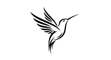 Fototapeta premium Hummingbird silhouette in flight with delicate wing detail.