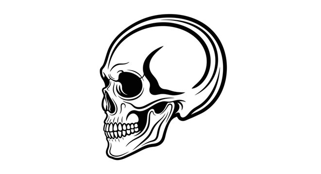 Human skull side profile line art illustration