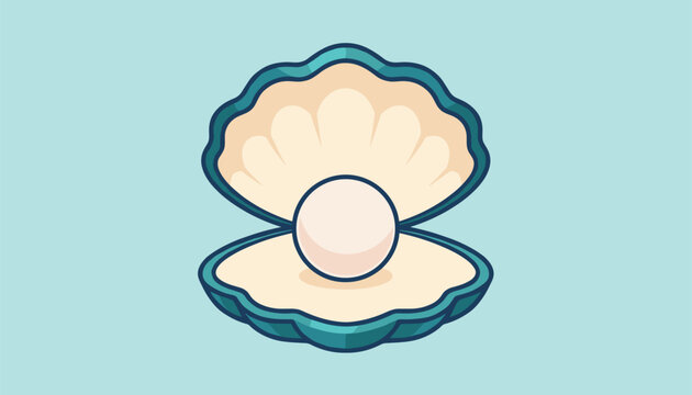 Open clam shell with a shiny white pearl inside