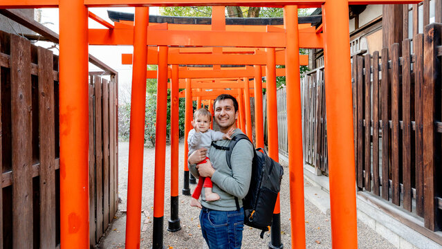 Family enjoying time at Horikoshi Shrine in Osaka