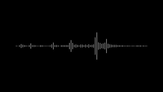White line audio wave visualization on transparent background, black background overlay, 4k music beat equalizer, Sound wave audio spectrum, abstract music sound wave.