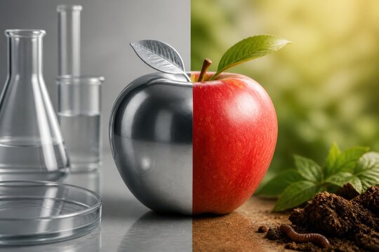 Apple comparison between laboratory science and natural organic growth