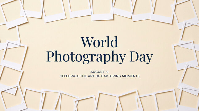 World photography day celebration with film strip background