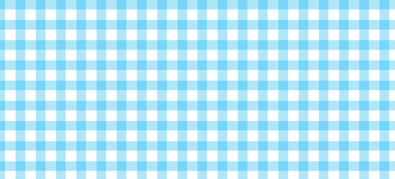 Seamless Light Blue Gingham Pattern Background. Classic Two-Tone Pastel Plaid Check Design for Fabric, Textile, Wallpaper, and Picnic Decor.