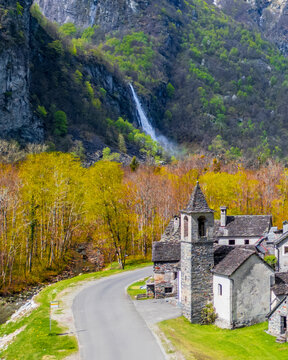 Ritorto Village view in Val Bavona of Switzerland