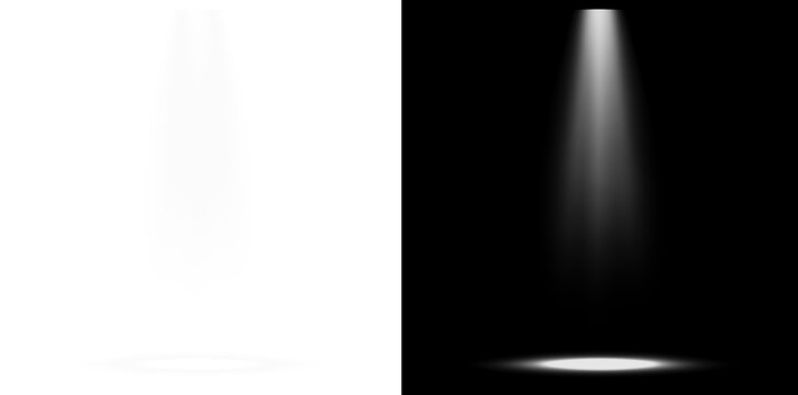 Overhead Spotlight Cone With Bright Floor Glow on Black Background