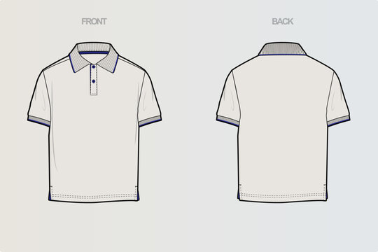 Polo Tshirt Flat Drawing variations cut & sew and full sleeve
