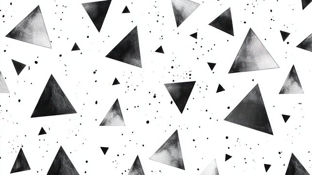 Abstract geometric triangle pattern background. Monochrome artistic texture with scattered shapes.
