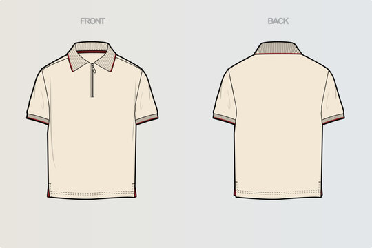 Polo Tshirt Flat Drawing variations cut & sew and full sleeve
