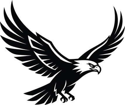 Majestic eagle soaring black and white graphic design for branding and emblems