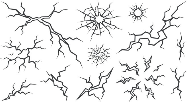 Cracked surface textures collection diverse fracture patterns for graphic design projects