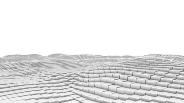 Abstract 3d motion background from random moving cube blocks, seamless loop 4k animation	 isolated on white 