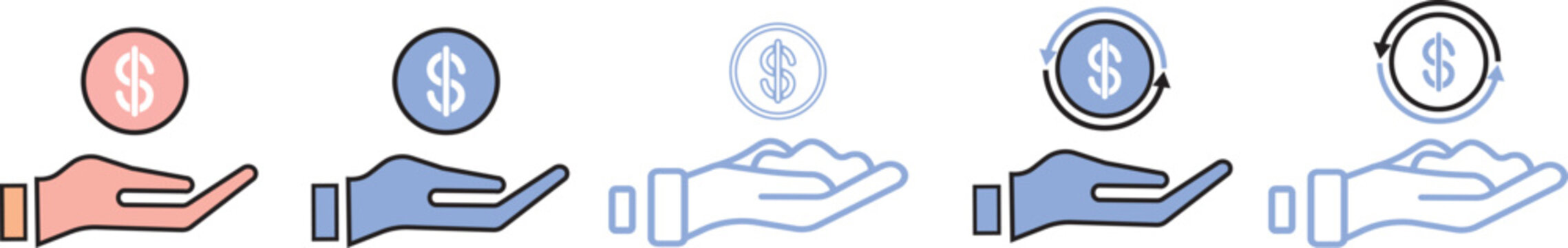 banking payment application template containing a money in hand icon