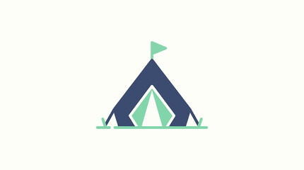 Simple tent with green flag. © Kamis