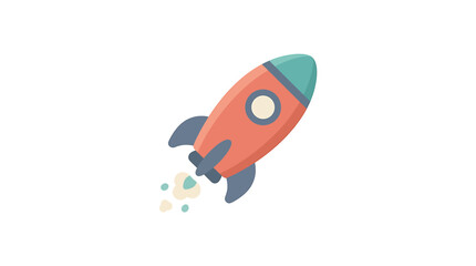 Colorful cartoon rocket ship blasting off 1. © Kamis