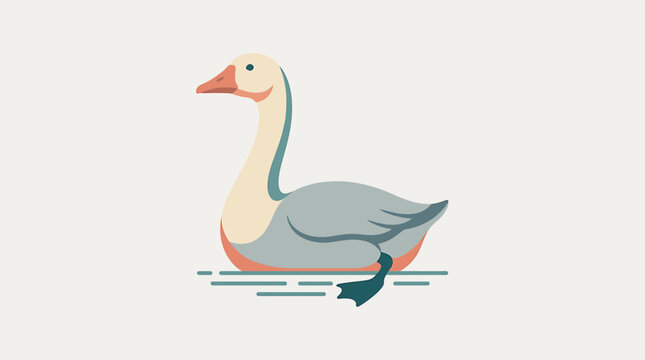 Goose swimming in the water calmly.