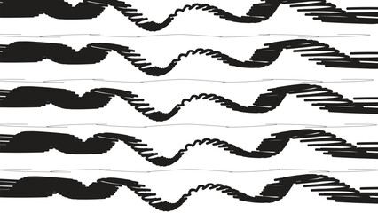 Fototapeta premium Abstract Black Ink Scribble Wave Pattern Stock Illustration