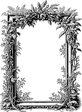 Ornate rococo baroque vintage frame with intricate floral scrolls on white background