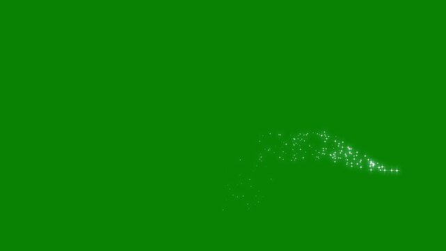 glittering sparkles twinkle stars line and twinkle sparkle stars animation,creating a sparkling pixie dust path across vibrant green screen 4k video.