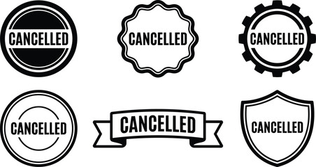 Fototapeta premium Black and white cancelled badge stamp collection vector art