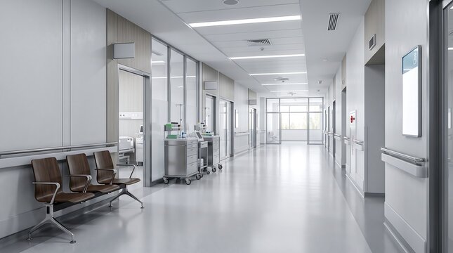Modern Hospital Waiting Area With Medical Equipment