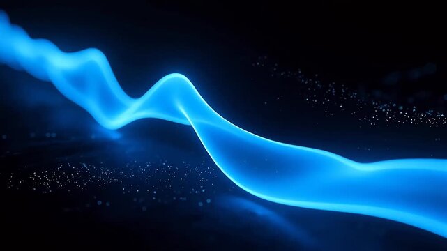Flowing blue energy wave in dark void