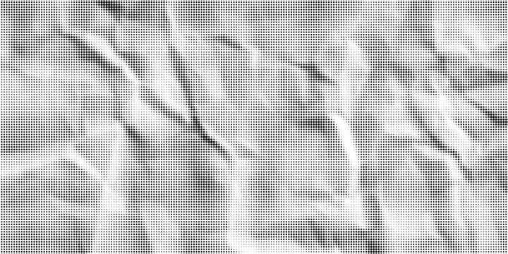 Halftone crumpled paper texture. Old creased paper page wallpaper. Dotted rough wrinkled background. Comic pop art grainy overlay. Aged damaged gritty page in cartoon style. Vector crumpled surface