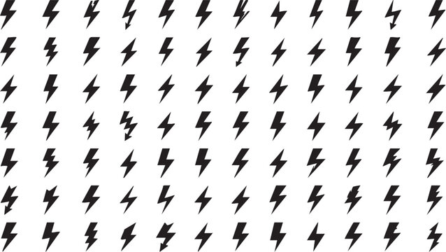 Black lightning bolt grid on white background symbols