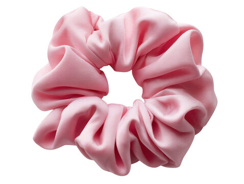 Soft pink fabric scrunchie isolated on transparent background