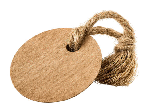 Rope tied corkboard tag isolated on transparent background