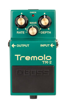 boss tremolo guitar effects pedal path isolated on white