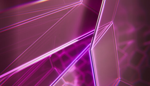 Abstract digital render with pink neon lines