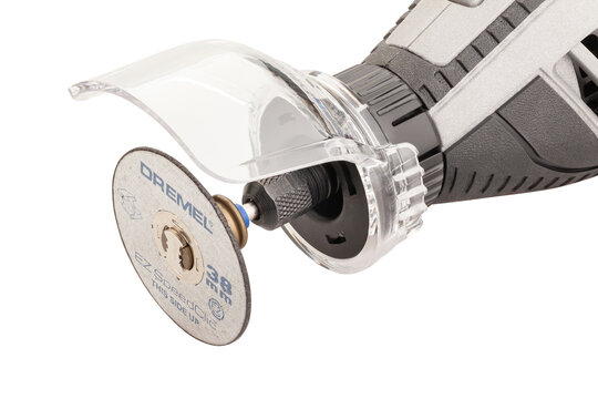dremel multitool shield rotary attachment path isolated on white
