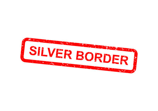 Red silver border stamp with text illustration