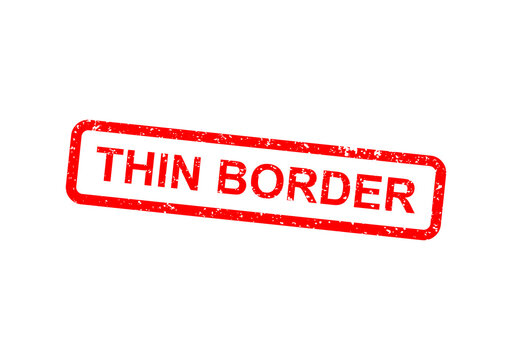 Red thin border stamp with thin border text illustration