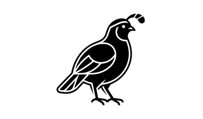 Fototapeta premium Modern Quail Bird Side Profile Silhouette Minimalist Black Vector Icon Illustration