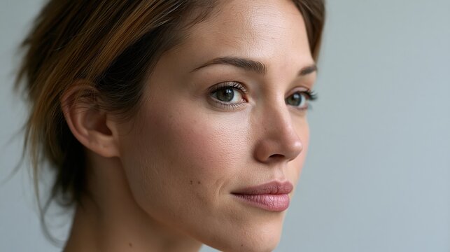 Beautiful woman brunette beauty close-up portrait on a studio environment 

