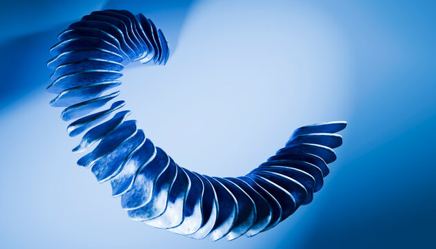 Abstract blue geometric shape on gradient background