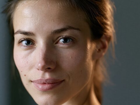 Beautiful woman brunette beauty close-up portrait on a studio environment 
