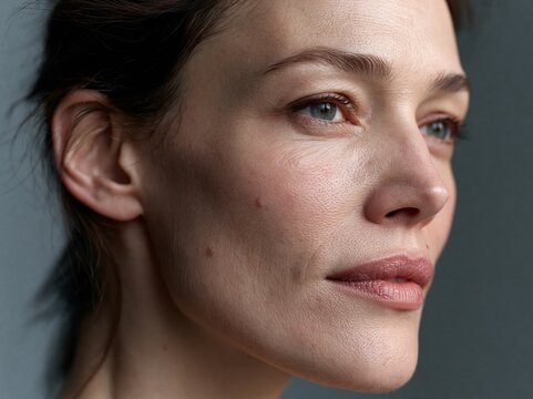 Beautiful woman brunette beauty close-up portrait on a studio environment 
