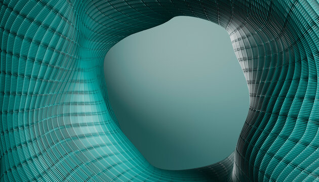 Abstract green render of flowing mesh structure